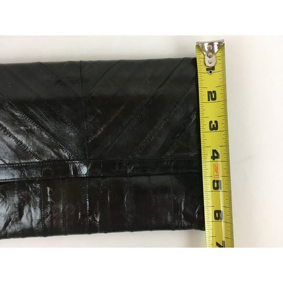 Genuine Brown Eel Skin Vintage Purse 2 zipper compartment magnetic closure - Picture 12 of 13